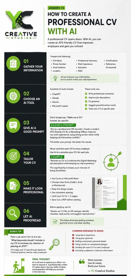 Lesson 13 — How to Create a Professional CV with AI